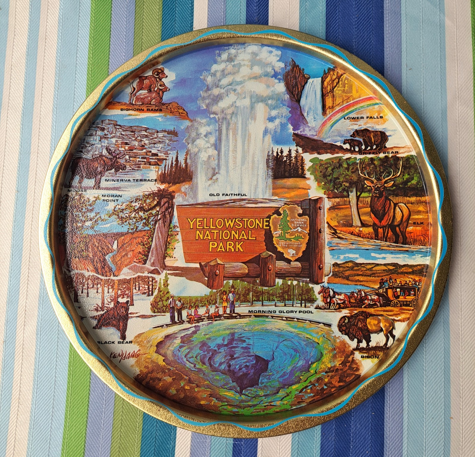 Vintage 1960’s Yellowstone National Park Metal Souvenir Tray EUC BIN27