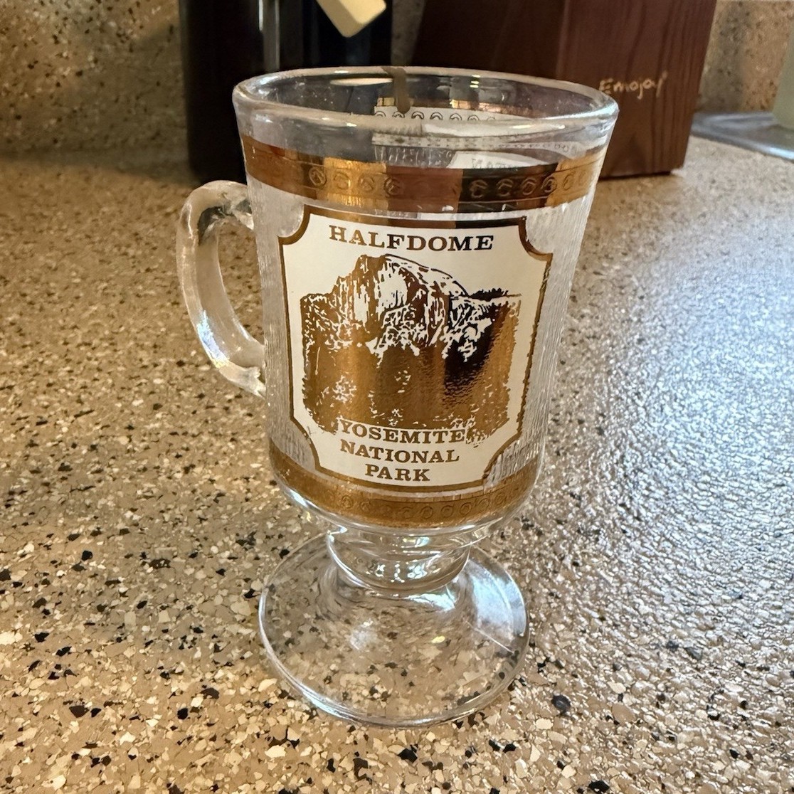 Half Dome Yosemite National Park Glass Mug with Gold Accents, National Parks