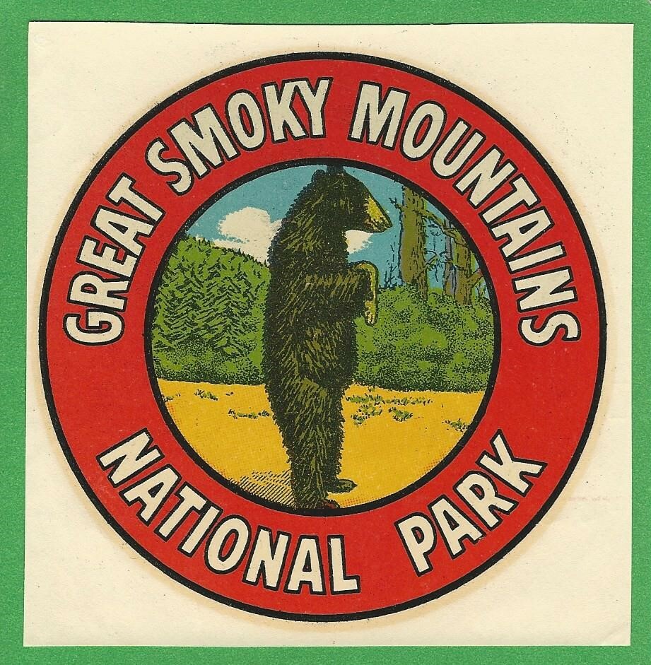 VINTAGE ORIGINAL 1946 GOLDFARB “GREAT SMOKY MOUNTAINS” NATIONAL PARK DECAL ART