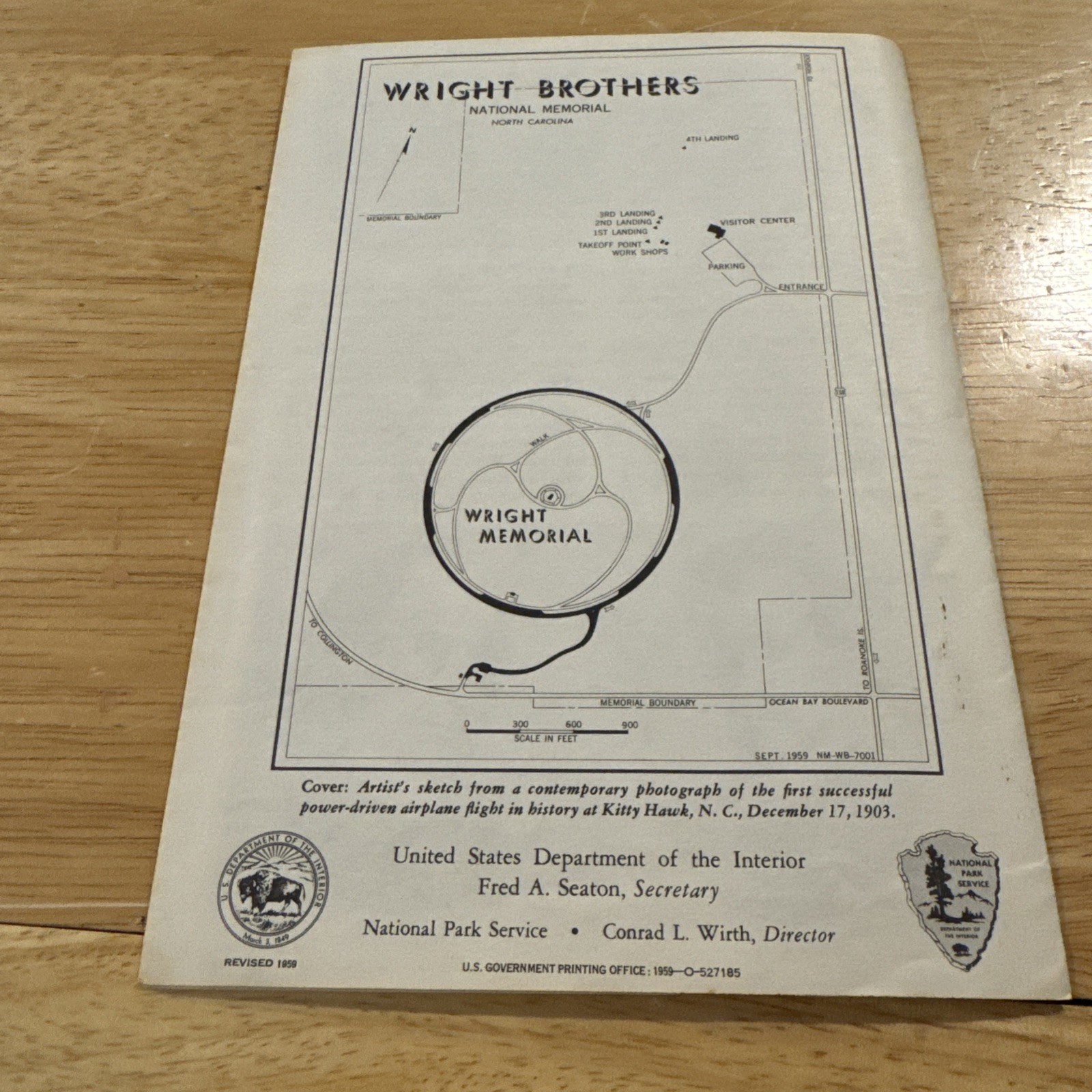 1959 Wright Brothers National Memorial Brochure Pamphlet North Carolina OBX