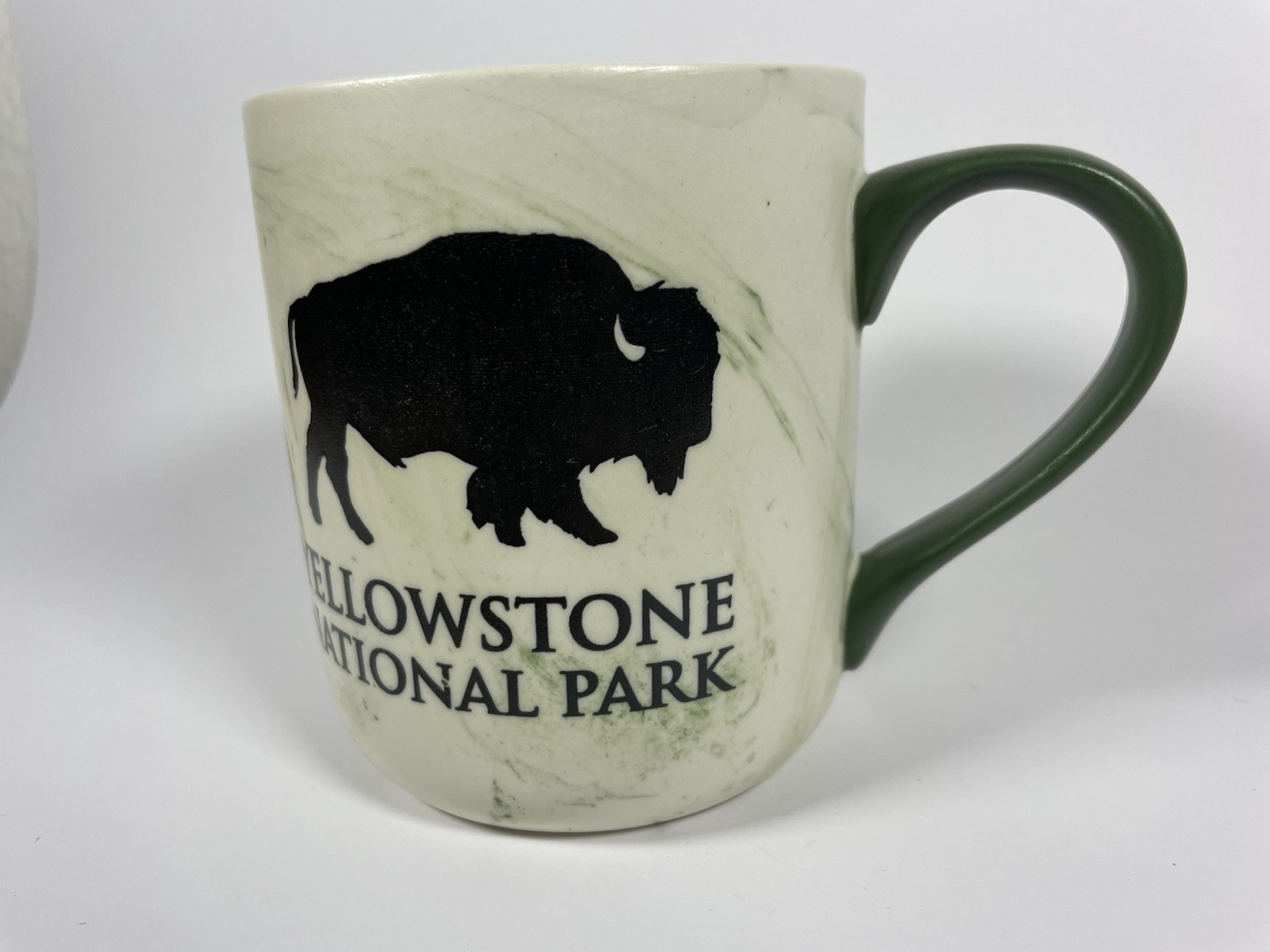Yellowstone National Park Bison Mug Green Marble 4.25” Oversized Coffee Cup 15oz