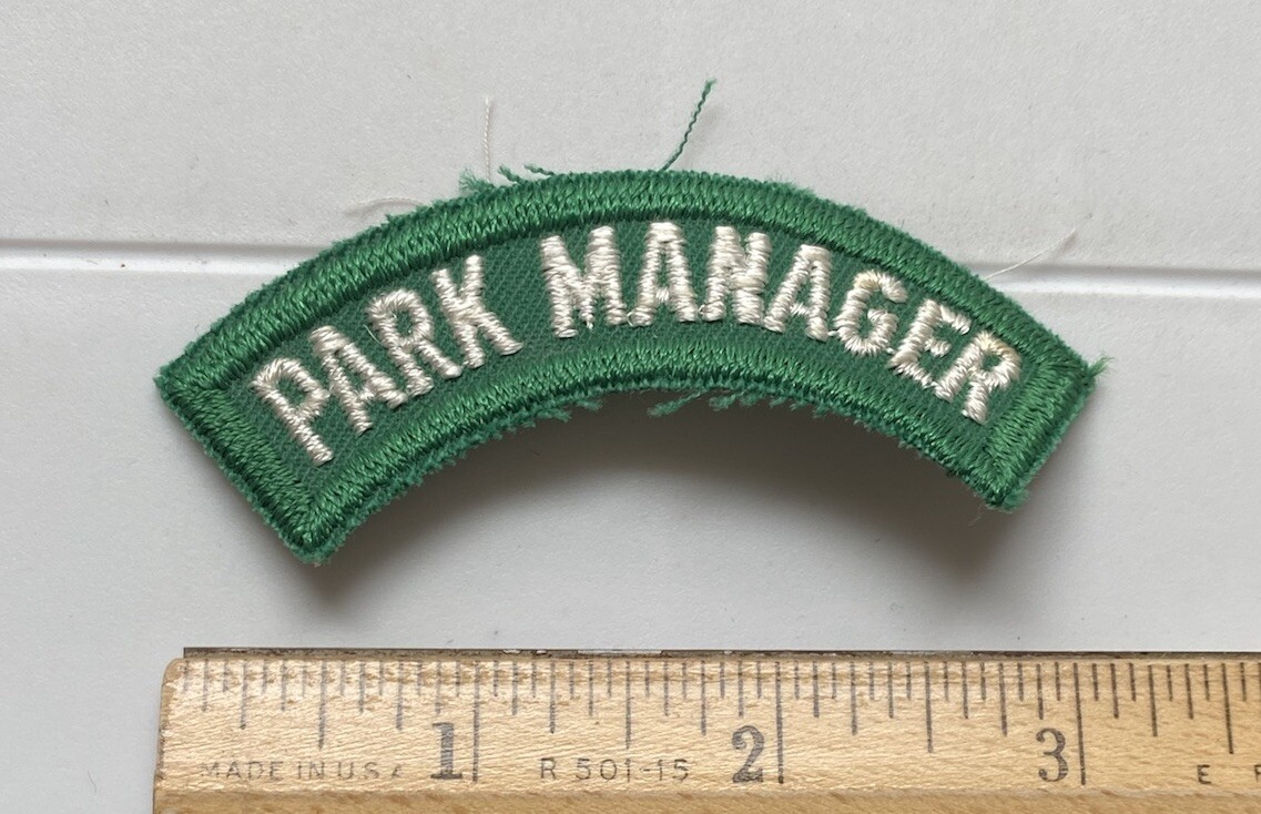 Park Manager Green White Lettering Embroidered Patch Badge Tab Segment