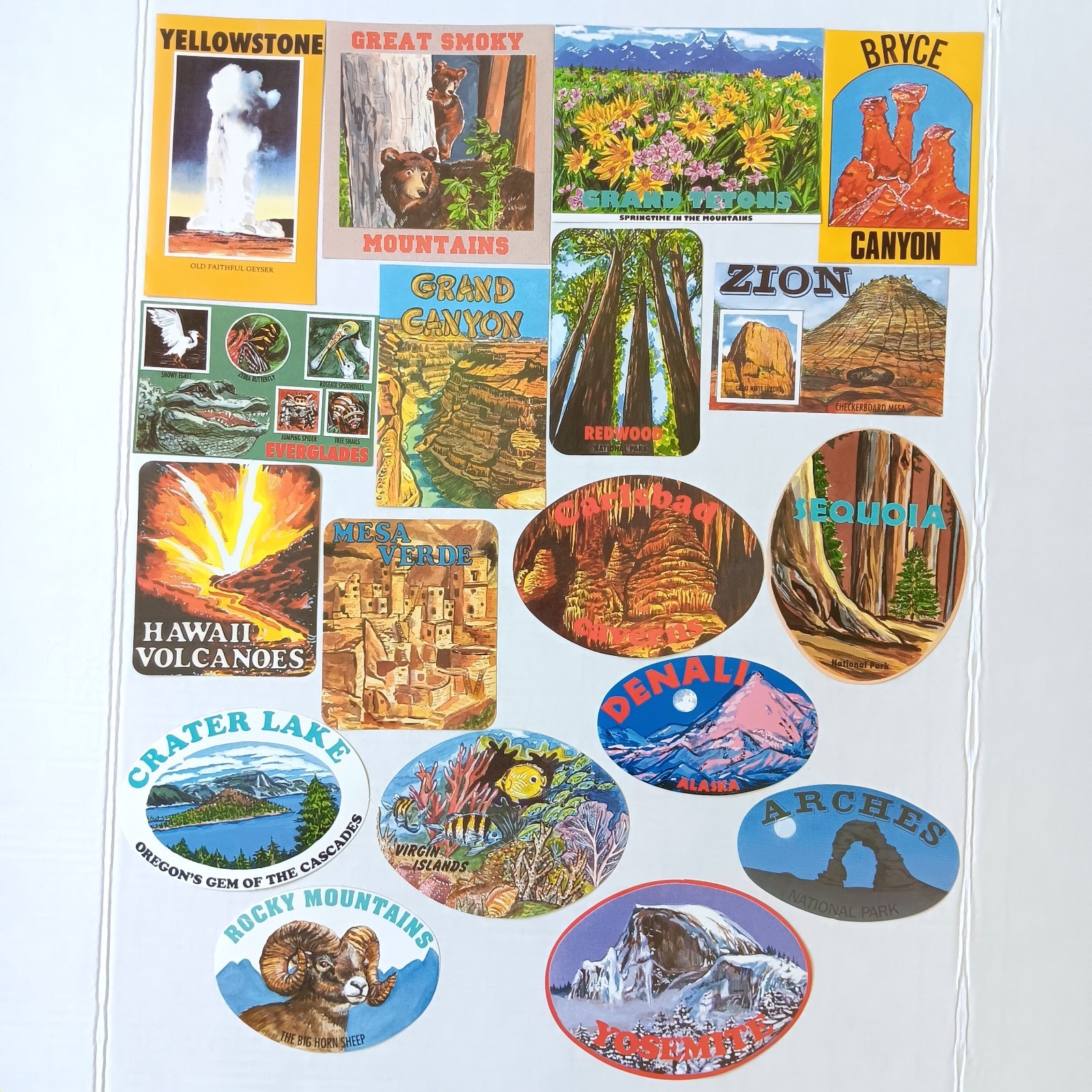 1993 The National Park Traveler Stickers – 18 Original Adhesive Emblems
