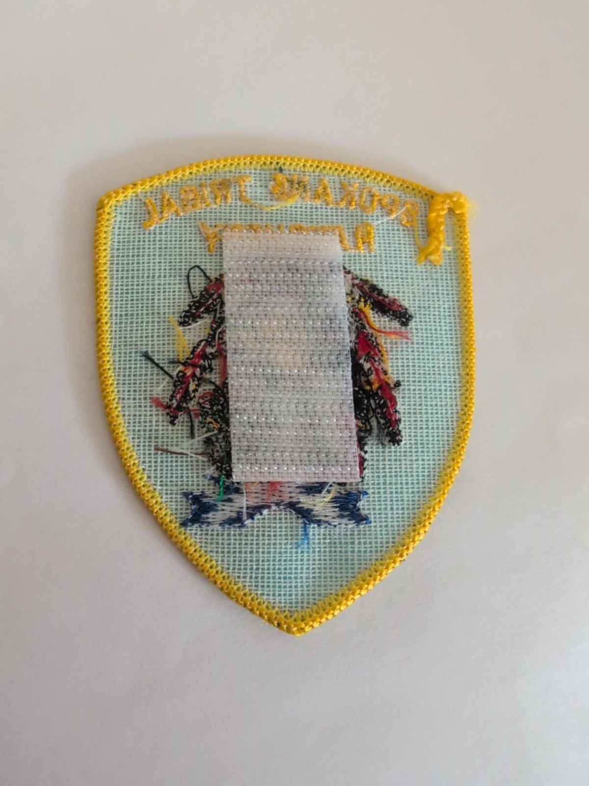 Spokane Washington Tribal Hatchery Embroidery Patch Wolf Blue Yellow Feathers
