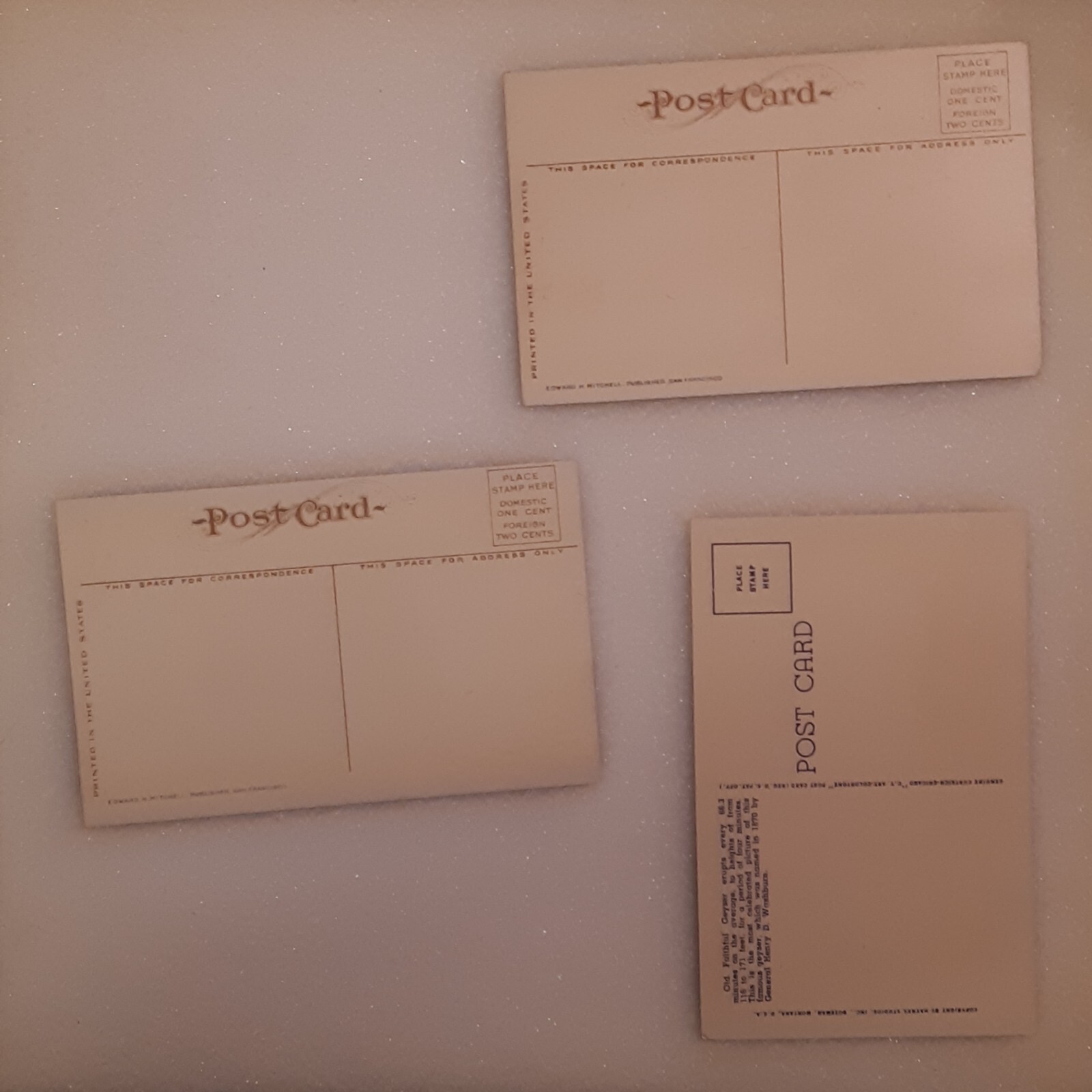 Yellowstone National Park Wyoming, lot of 3 postcards