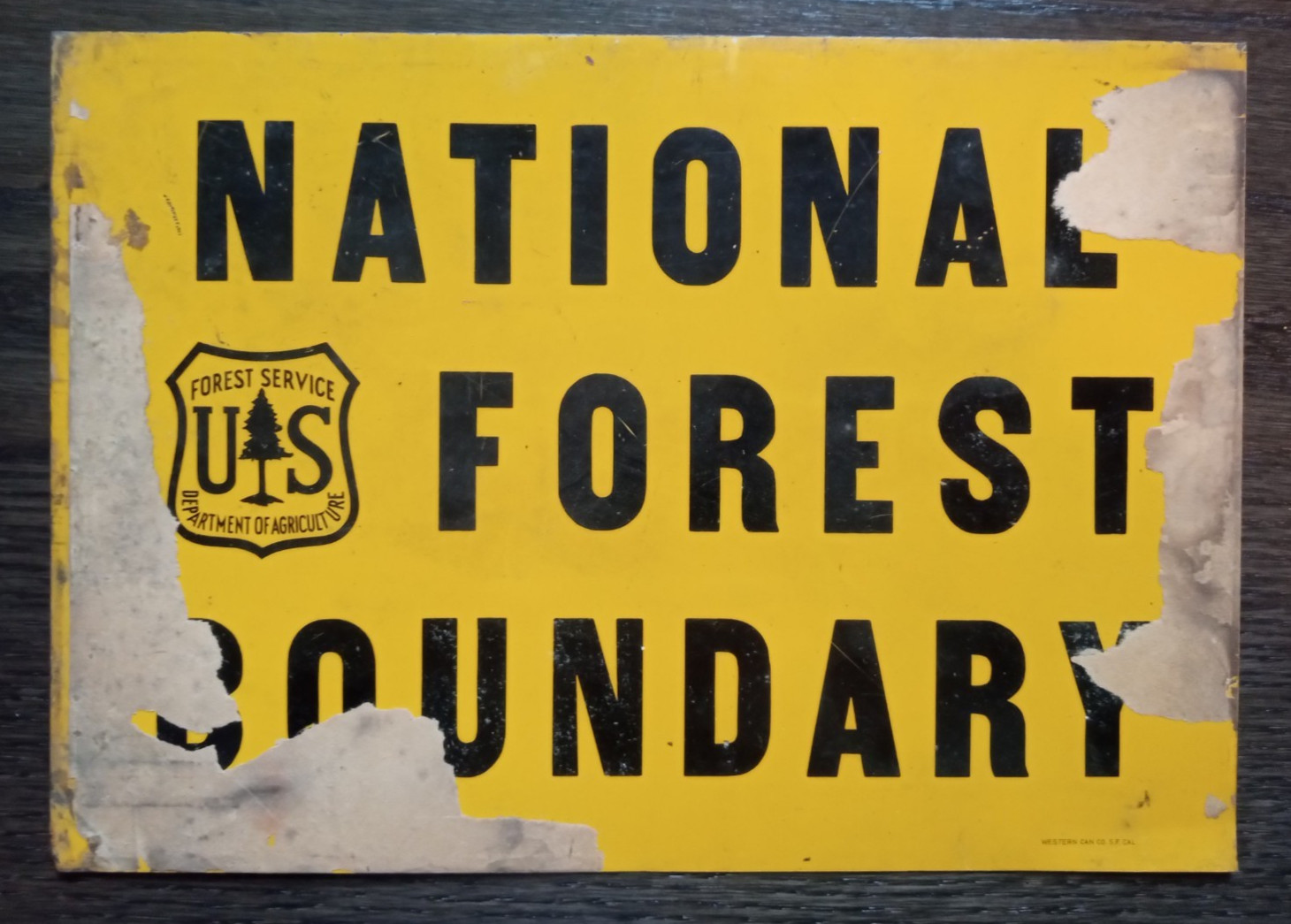 Vintage National Forest Sevice Original Rare Metal Sign National Forest Boundary