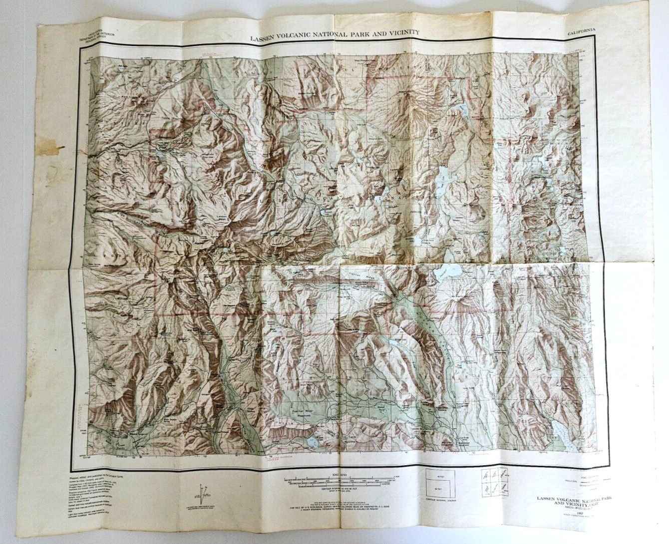 Vintage Map Lassen Volcanic National Park, California, US Survey, 30″ x 24″ 1968