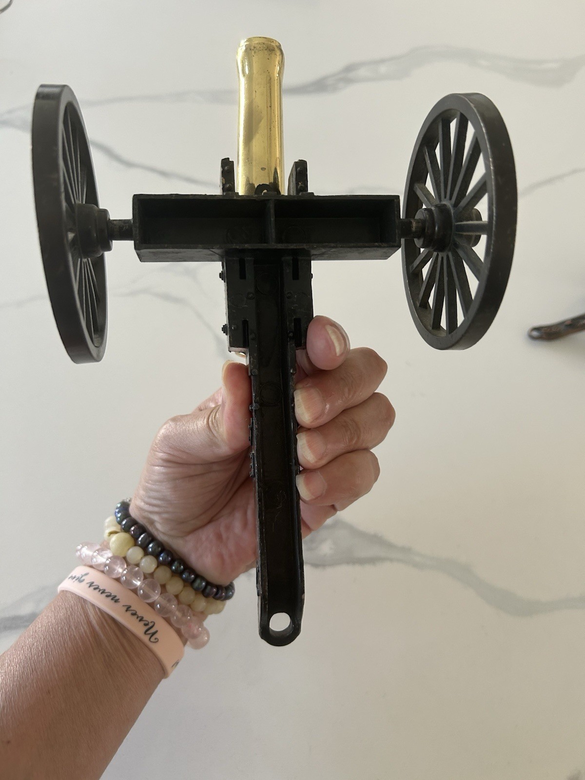 Vtg Miniature Brass ,Cast Iron Cannon Pair Military Replica Civil War Style Deco