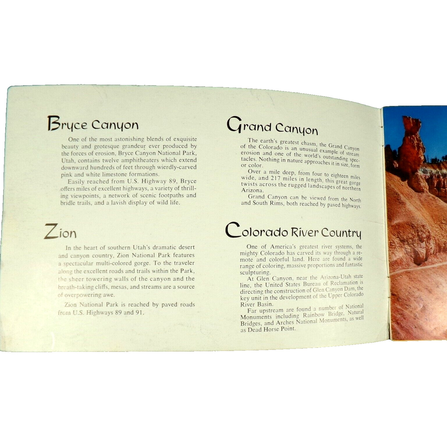 Vtg Bryce Canyon Zion Grand Canyon Souvenir Booklet with Colorado River Country
