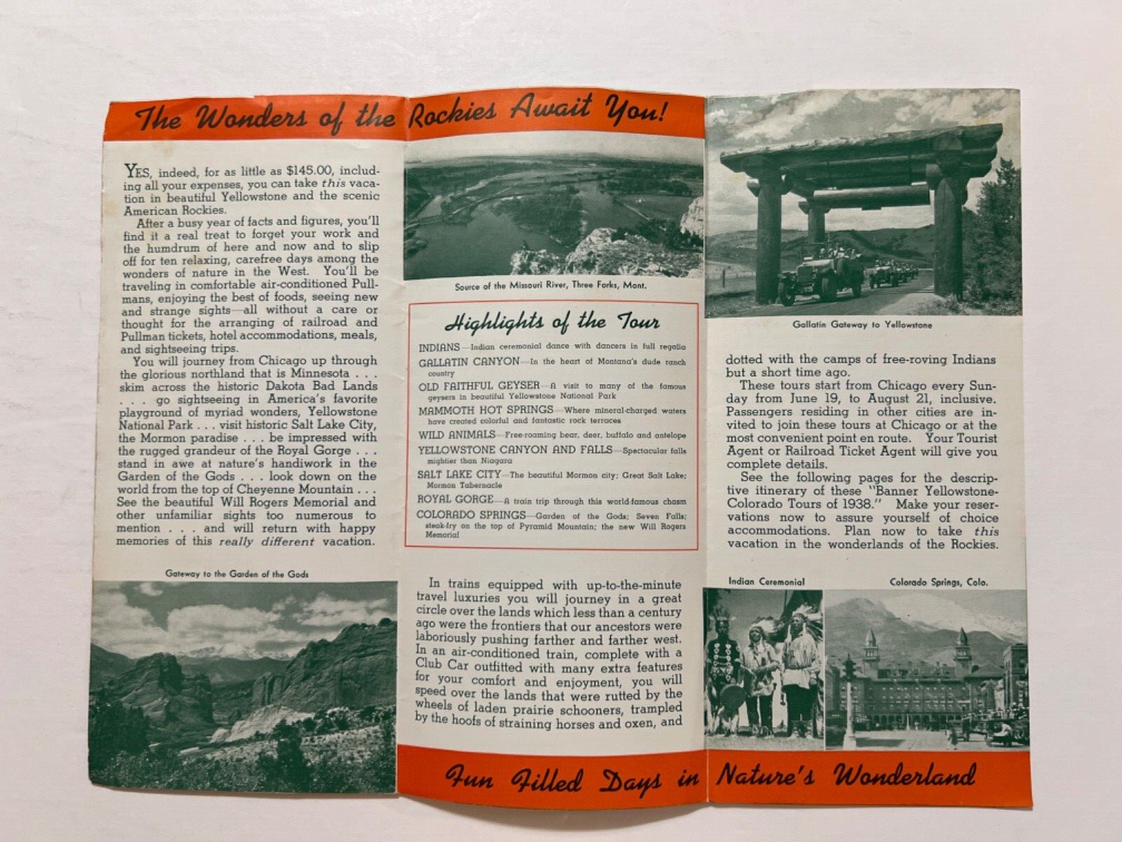 Banner Tours Yellowstone Park 1938 Brochure