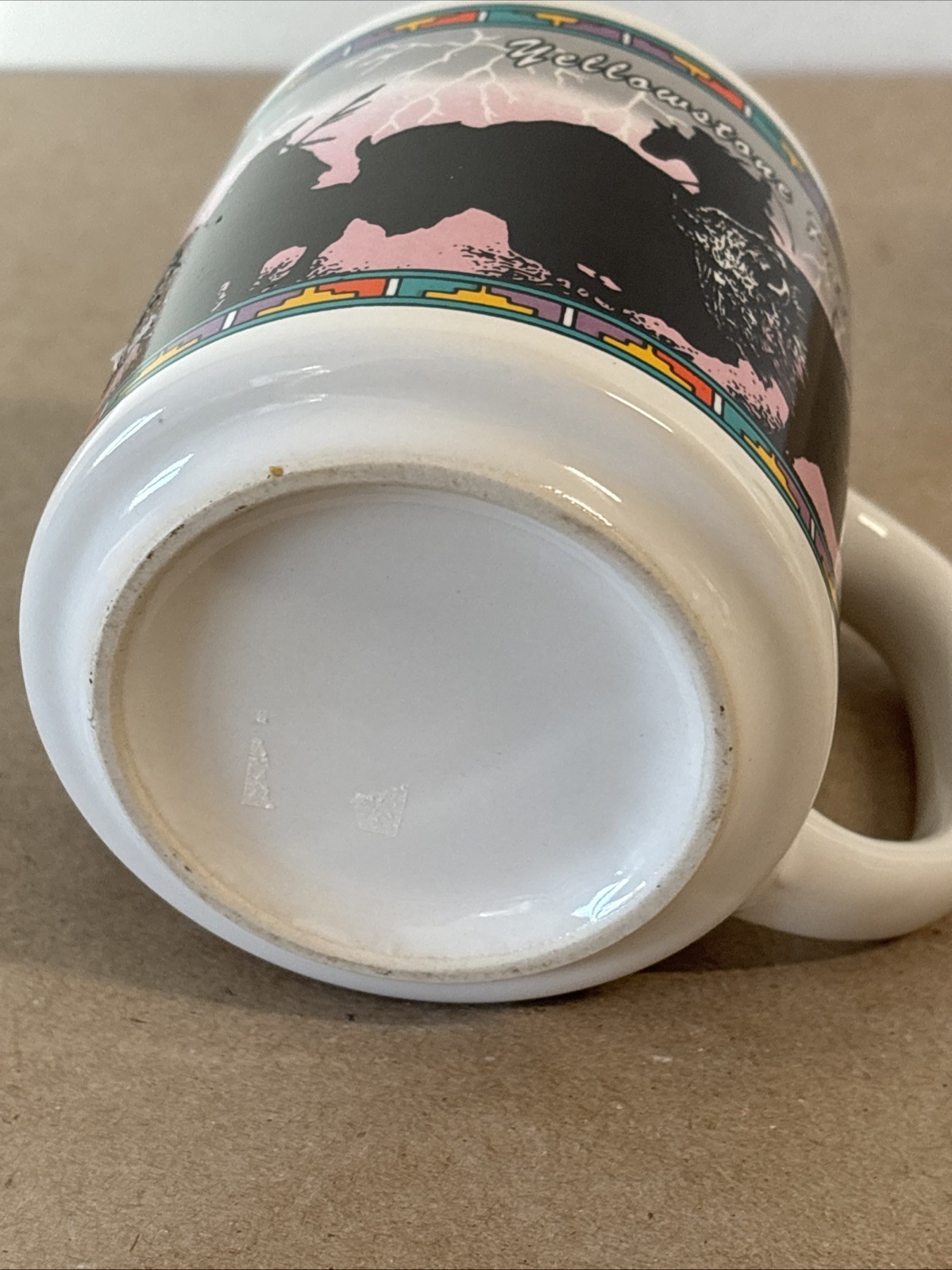 2 Vintage 1992 Yellowstone Park Coffee Mugs Buffalo Southwestern Outdoors