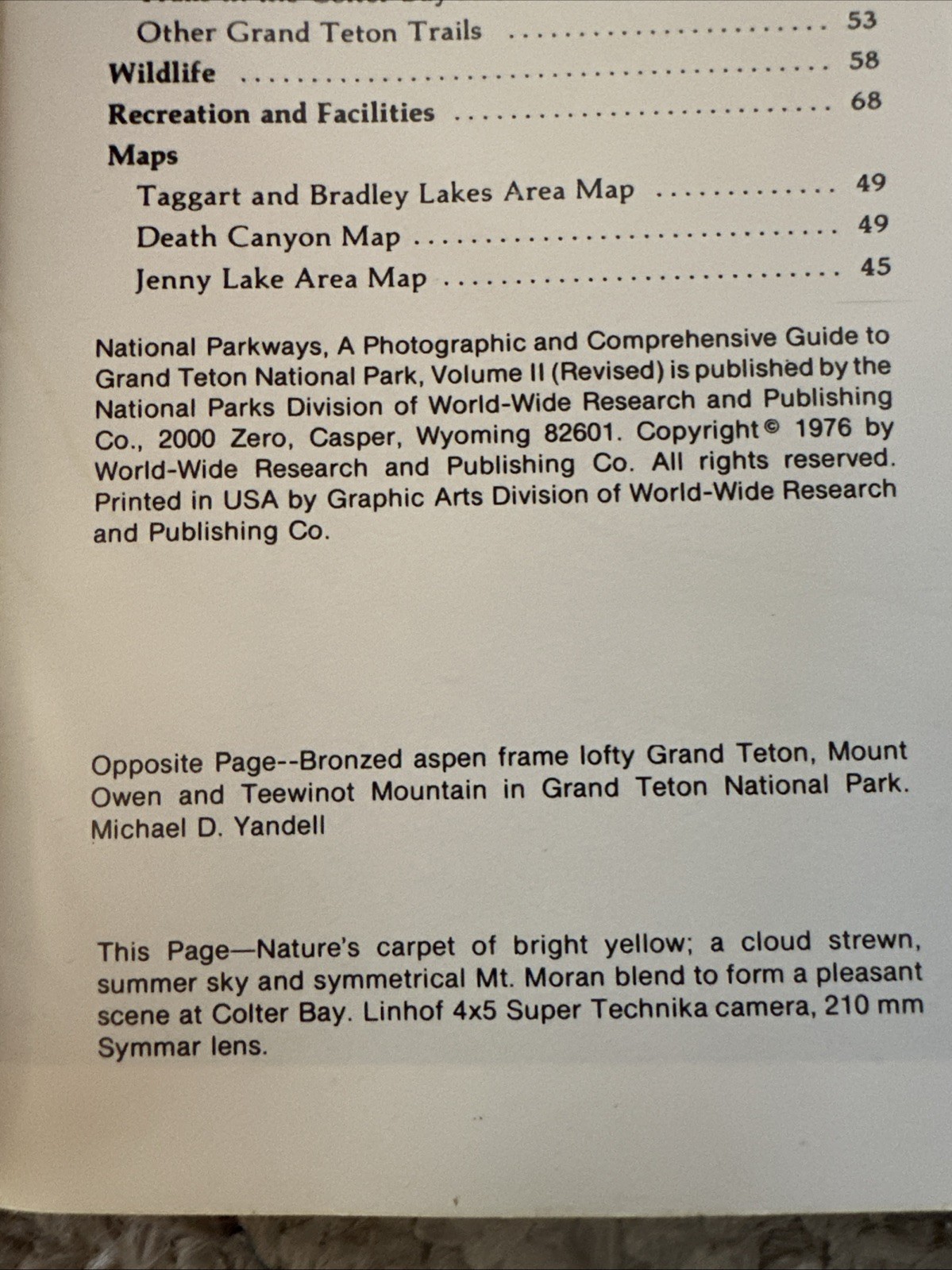 National Parkways Grand Teton National Park Guide Book 1976, Revised Volume II