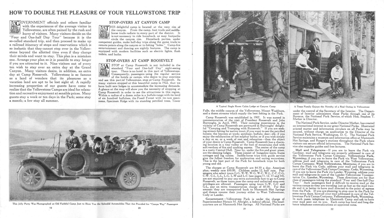 Yellowstone Park Camps – Brochure – 1923, June 20 – Sept. 15 – 1923