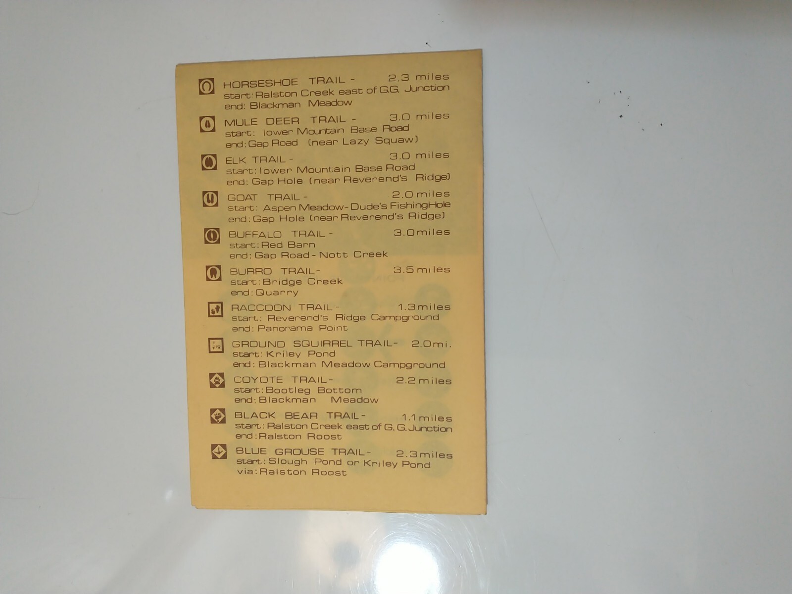 VTG Golden Gate Canyon State Park Trail Map Colorado Topographical Fold Out 70s