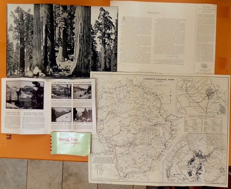 1909–56 mixed lot YOSEMITE NATIONAL PARK Brochures, Postcards, Print, Photos etc