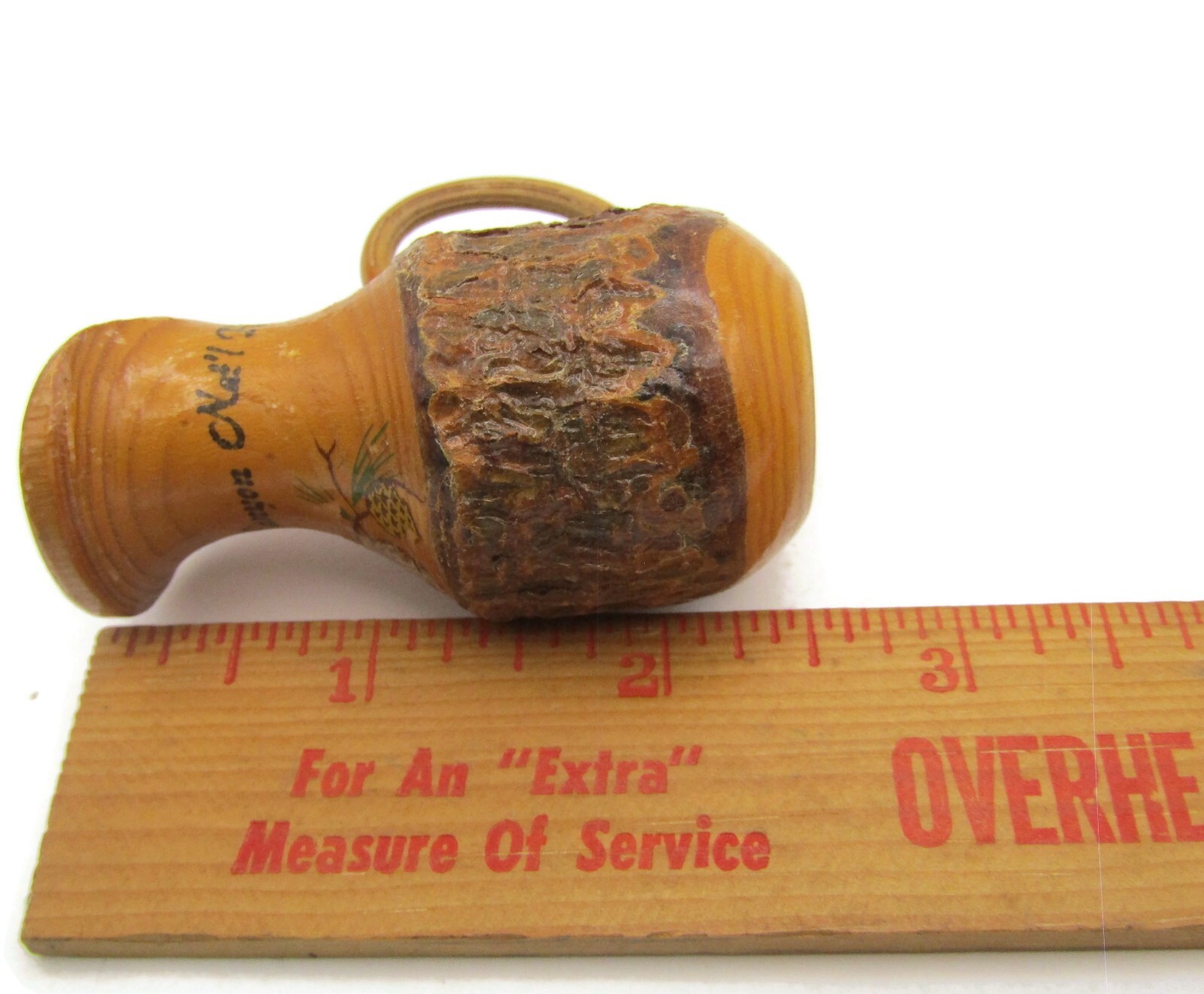 Vintage Grand Canyon Wood Pitcher Jug Souvenir Carved Miniature Rustic Tree Bark