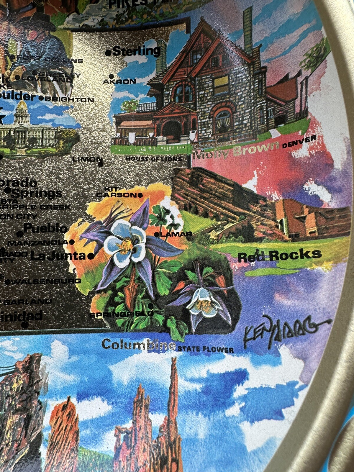 Vintage 1960’s Colorful Colorado Metal Tin Serving Bowl Artist Ken Haag