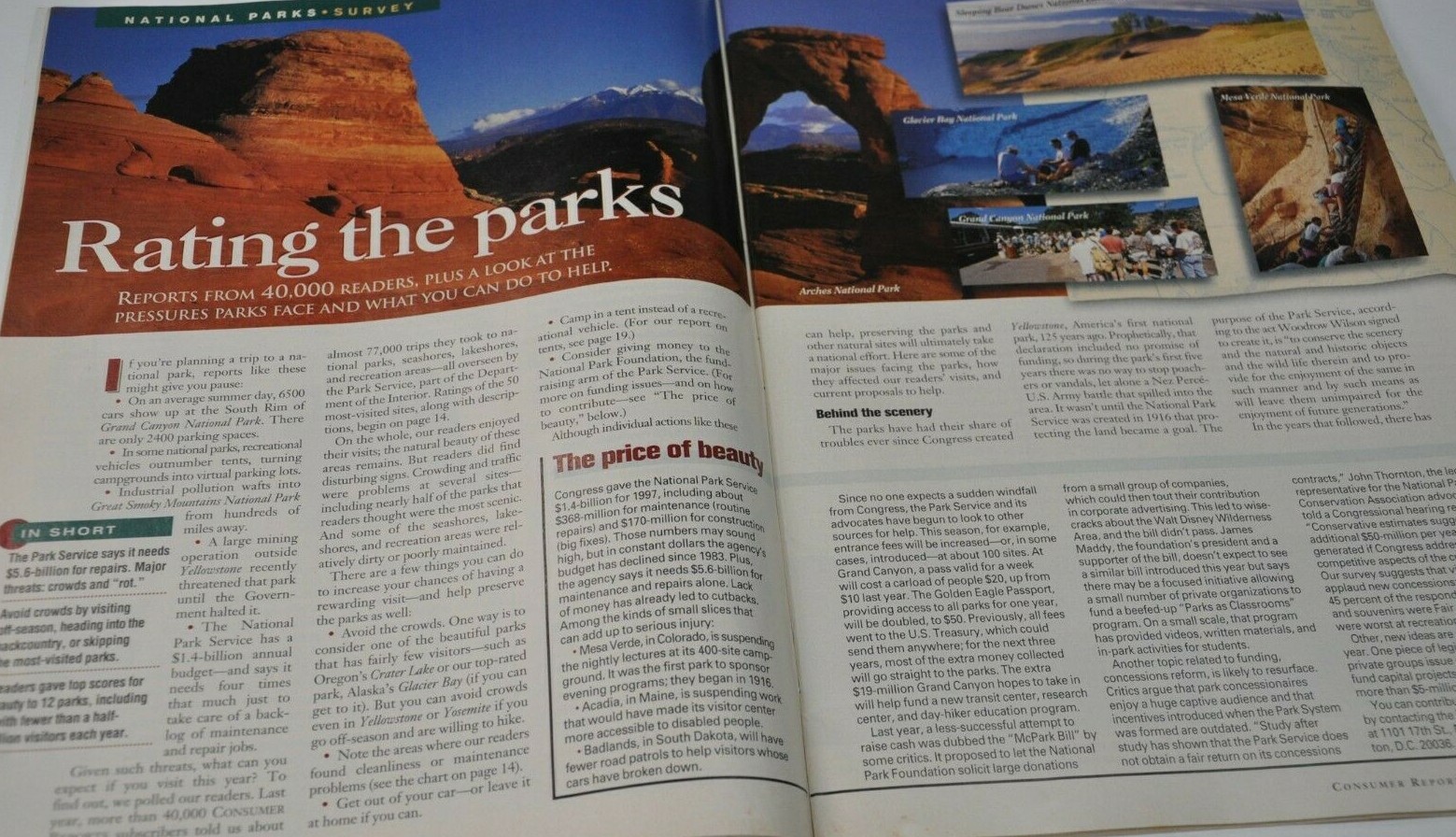 1997 June Consumer Reports Magazine Best National Parks SUVs Ford Jeep