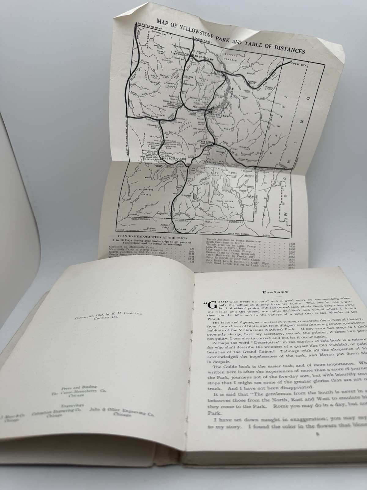 1923 Campbell Yellowstone Park Guide 4th Ed Softcover Map Camp Brochure