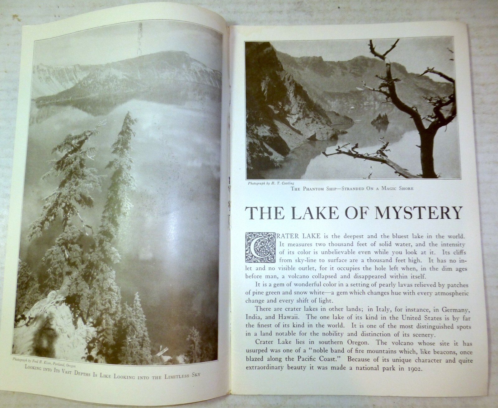 1920s Crater Lake National Park tourist brochure booklet, photos, Oregon