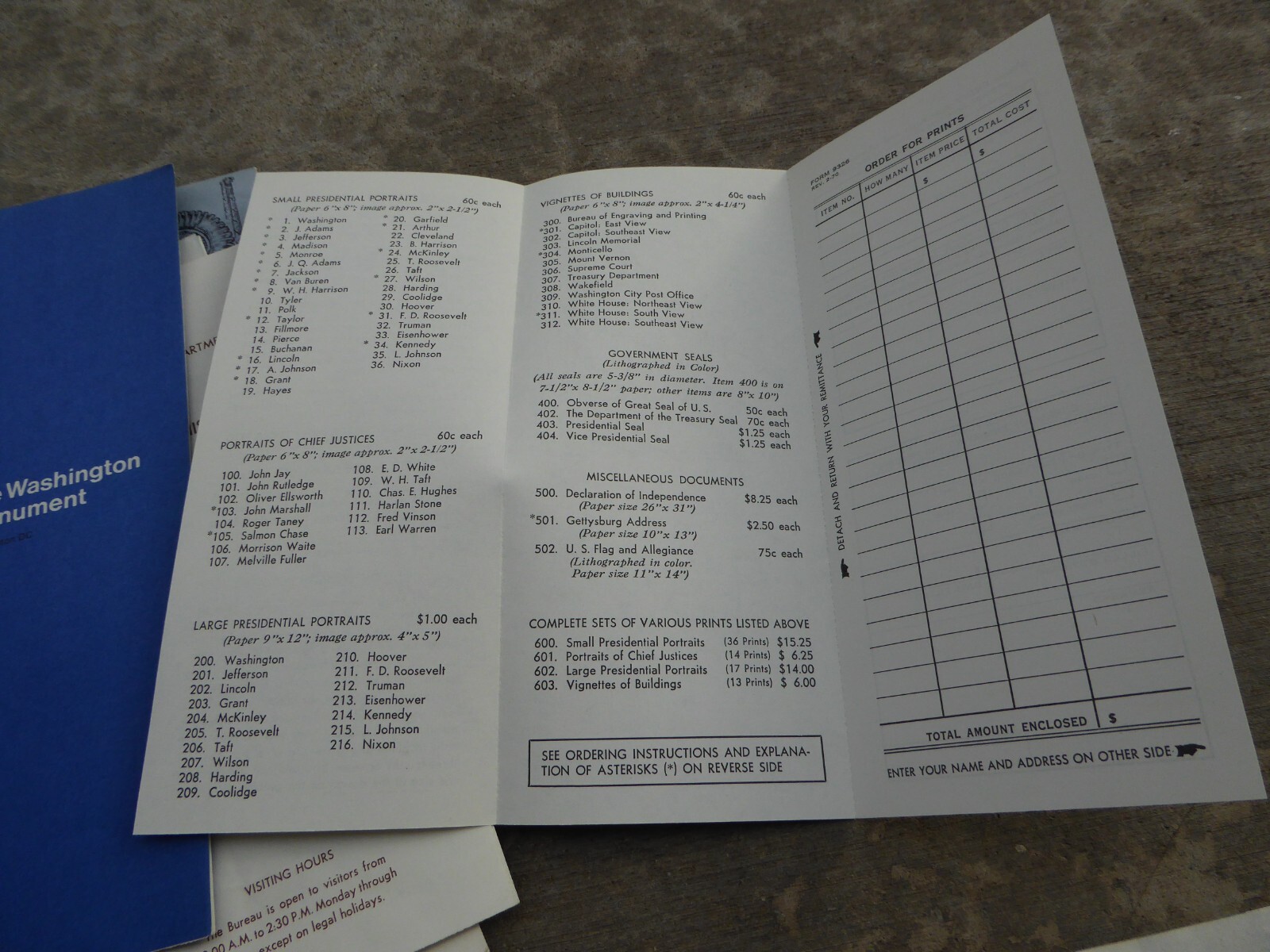 Washington DC Monument National Park Brochure Pamphlet Map Capitol Stub Lot 70’s