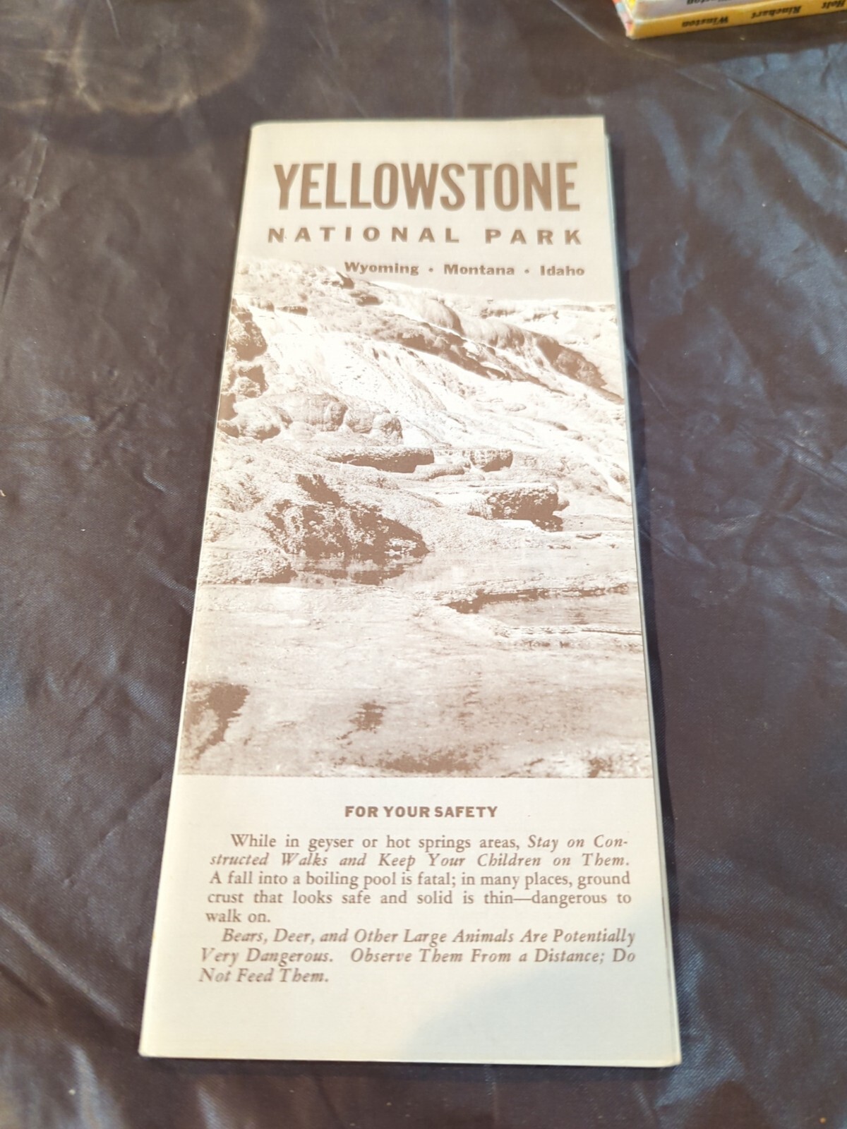Vintage 1957 Yellowstone National Park Road Map Guide Booklet Brochure
