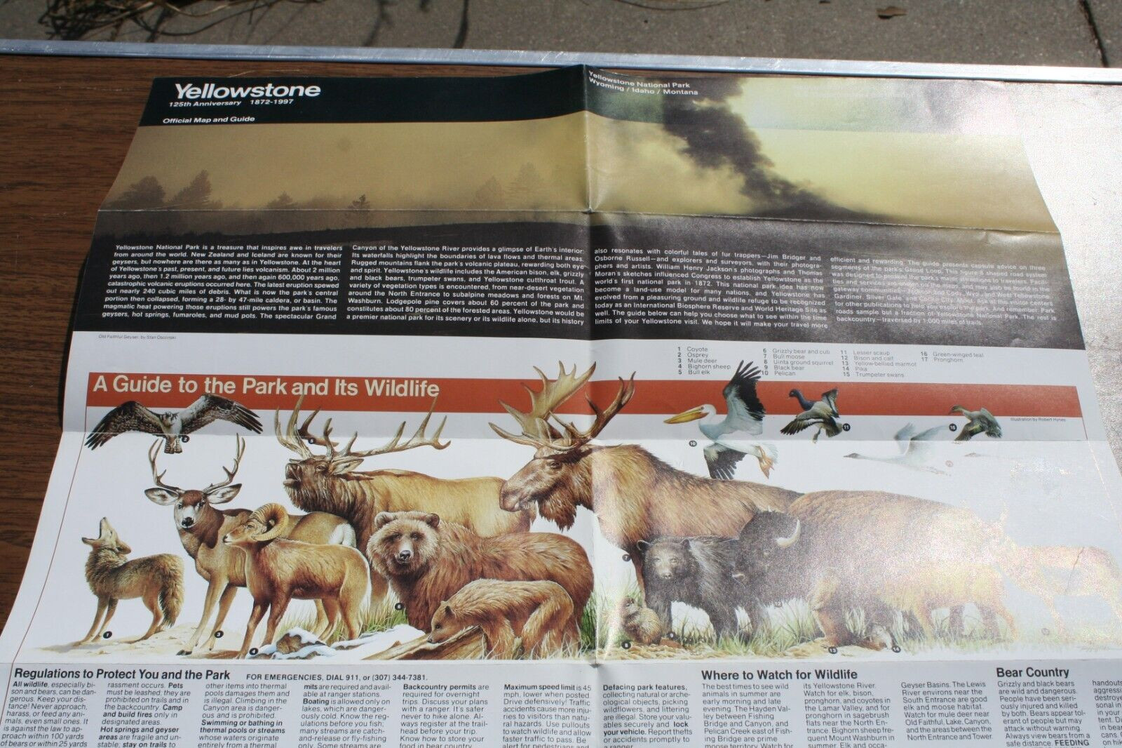 Yellowstone National Park 125th Anniversary 1872-1997 Official Map and Guide