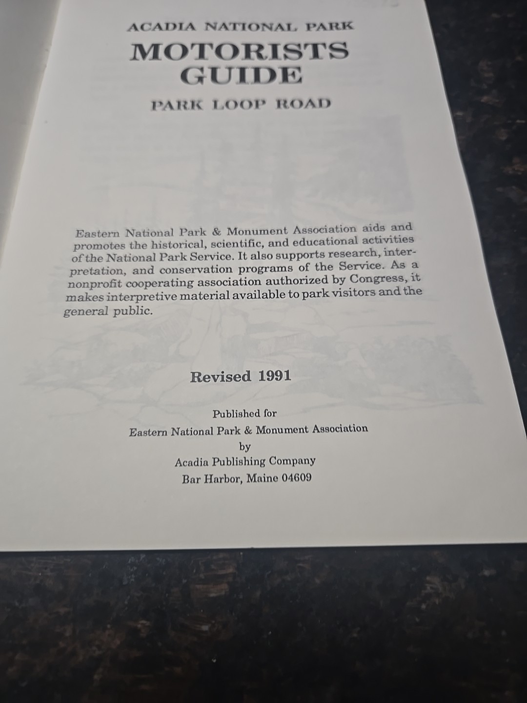 Acadia National Park Motorist Guide Park Loop Road Maine 1996 Vintage Booklet US