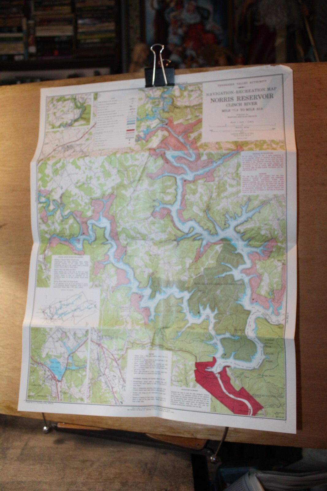 1985 Norris Lake Tennessee 21-1/2″ x 17″ Navigation Recreation Map TVA
