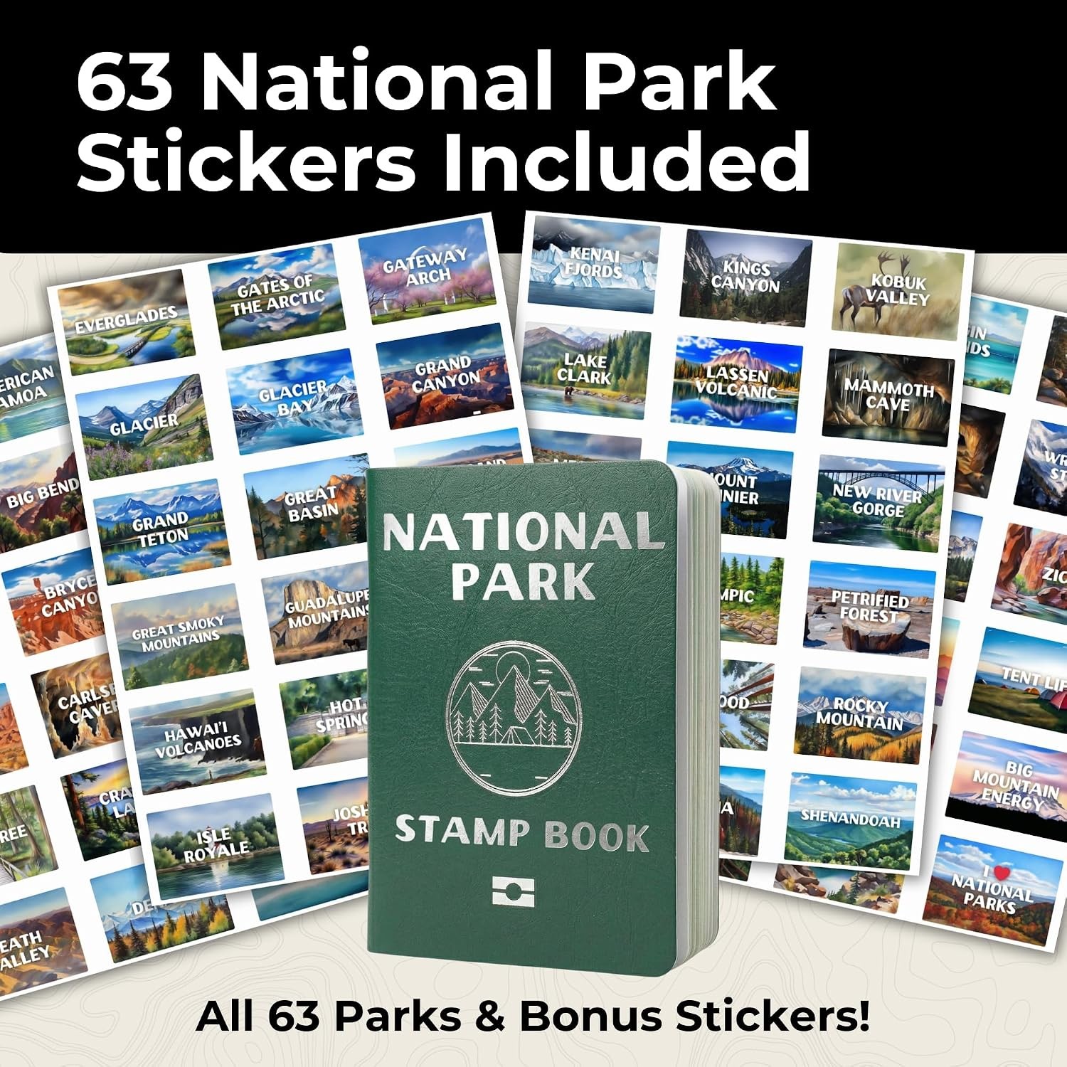 National Parks Stamp Book with Sticker Set: Passport-Sized National Park Book wi