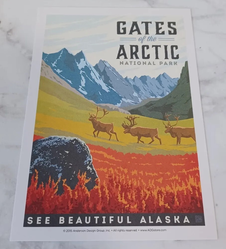 Gates of the Artic National Parks 100th Anniversary Illustrated Print Post Card