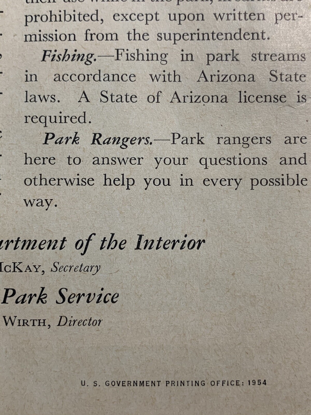 Vintage TOURIST GUIDE: 1954 Grand Canyon National Park – Arizona
