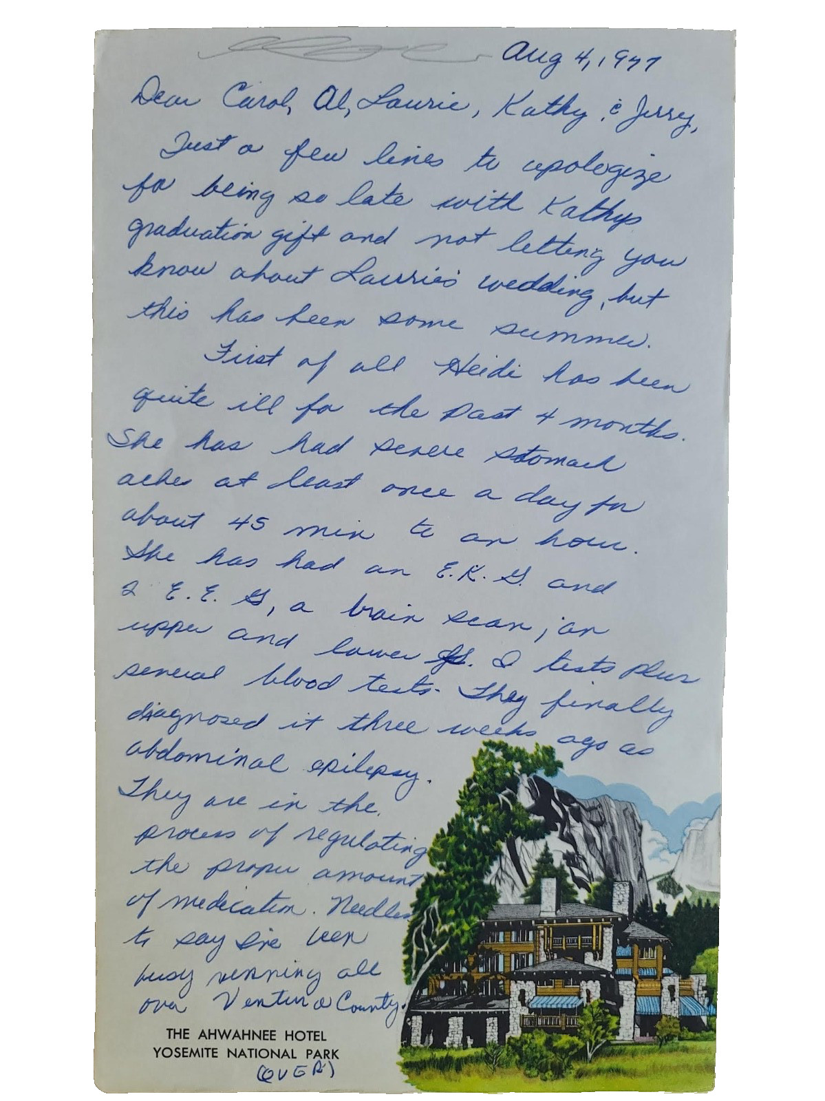 VTG 60s 70s Colorful STATIONARY Note Pad SOUVENIR YOSEMITE National Park Letter