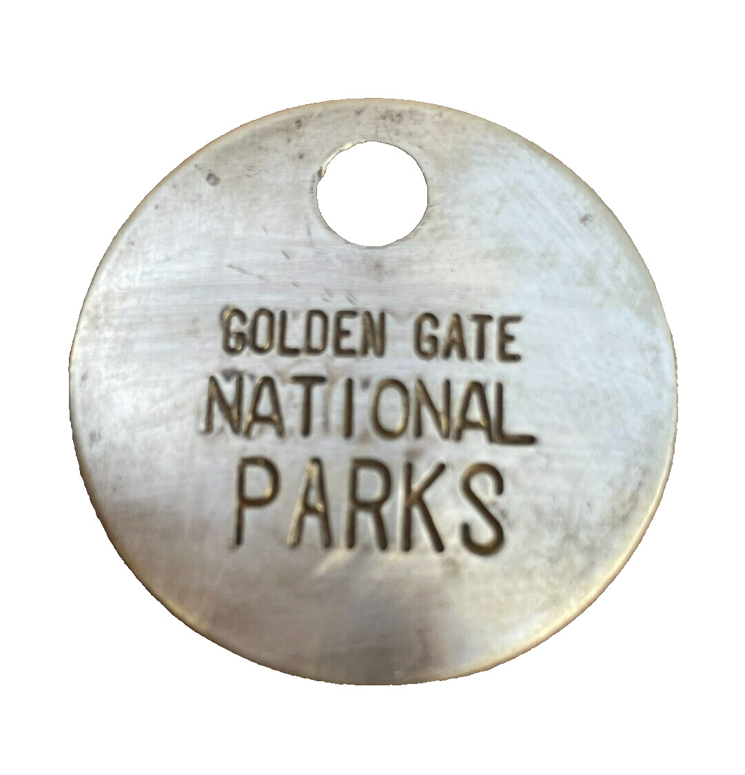 Vintage Souvenir Alcatrz Brass Key w/ Golden Gate National Park Tag Fob