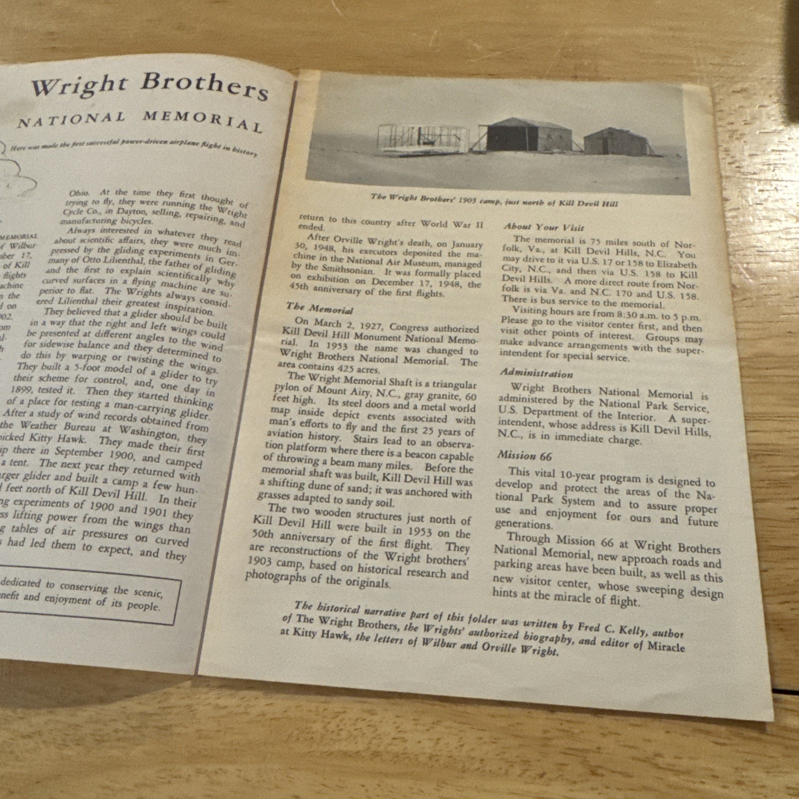 1959 Wright Brothers National Memorial Brochure Pamphlet North Carolina OBX