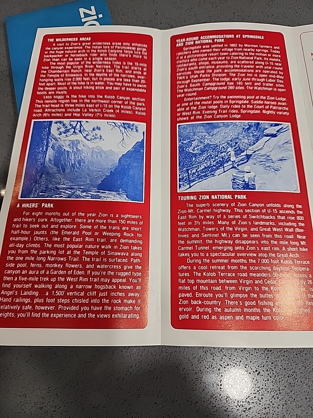 Lot 2 Vtg 1974 Zion National Park Map Travel Guide Information Brochure Utah