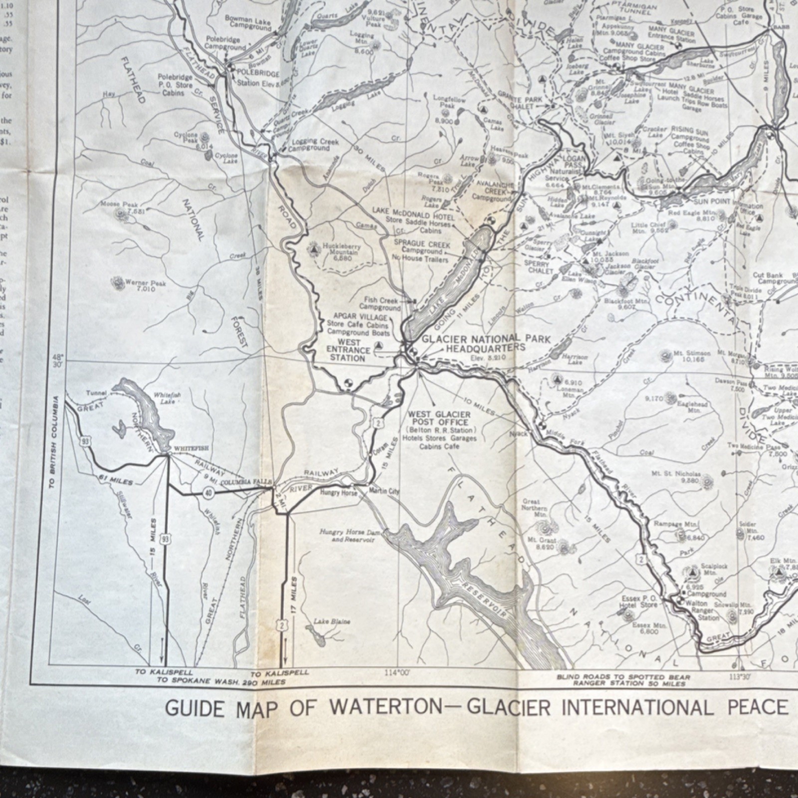 Glacier National Park Waterton-Glacier Peace Park Brochure 1956