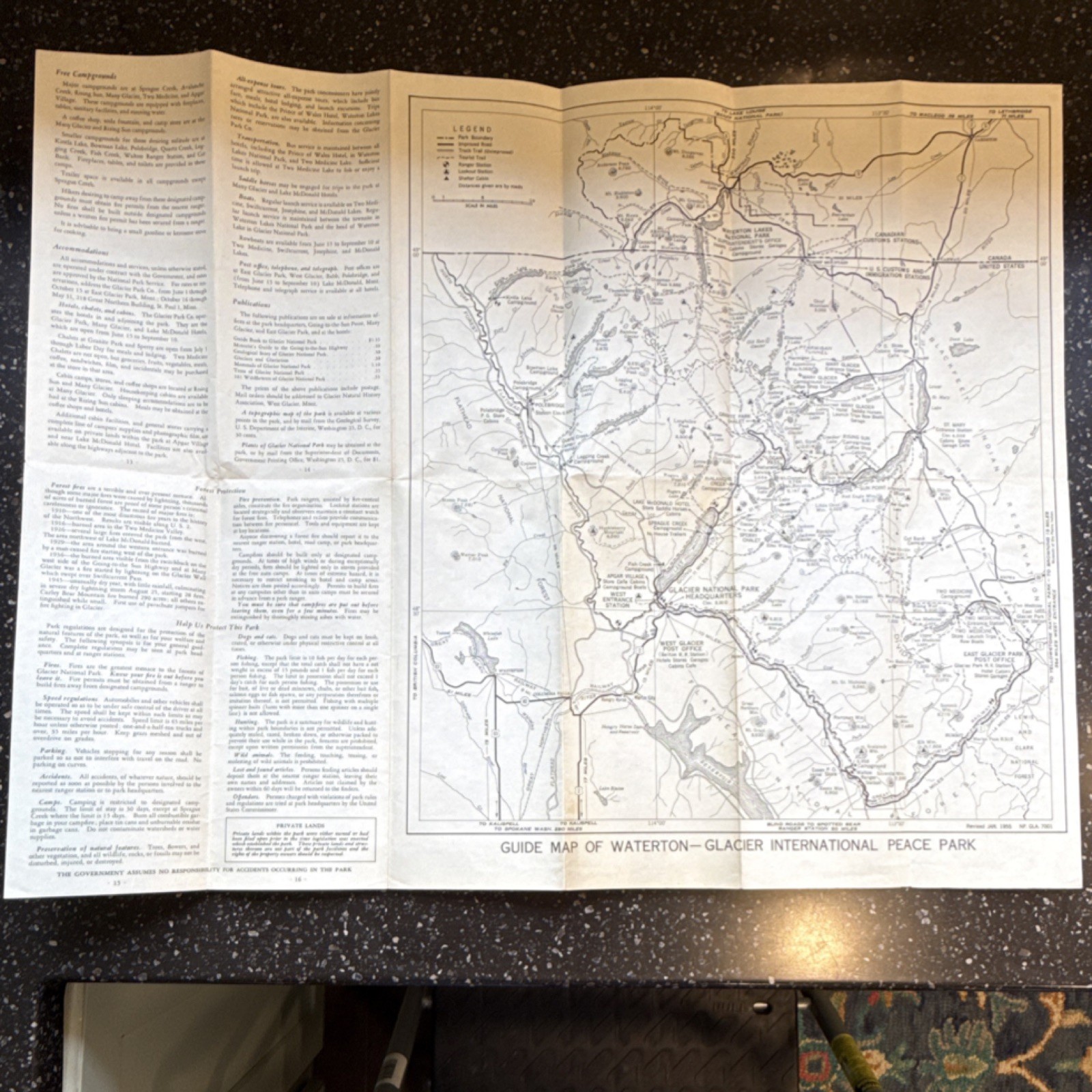 Glacier National Park Waterton-Glacier Peace Park Brochure 1956