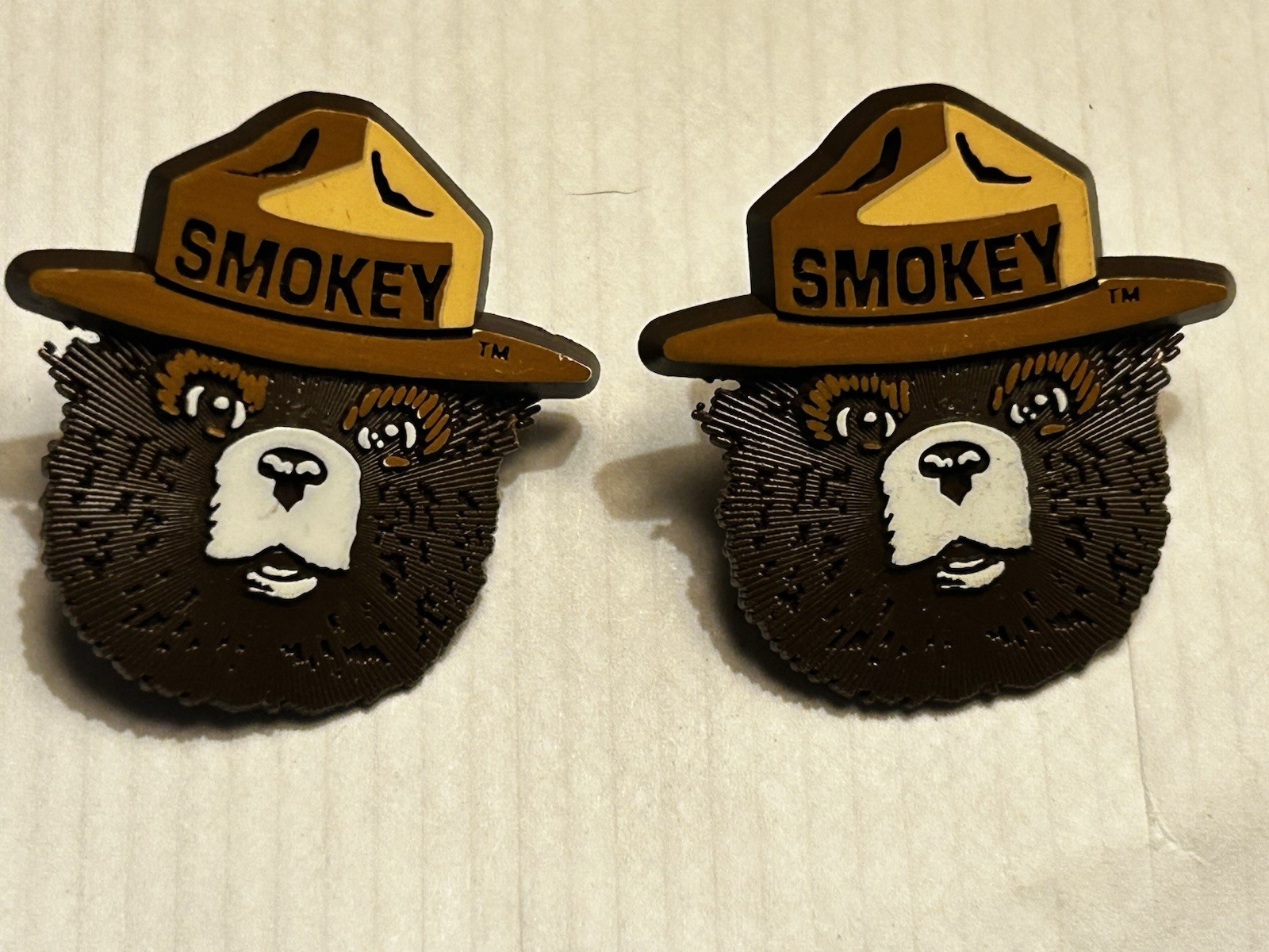 NOS Official US Forest Service Smokey The Bear Plastic Lapel Pin Fire Prevention