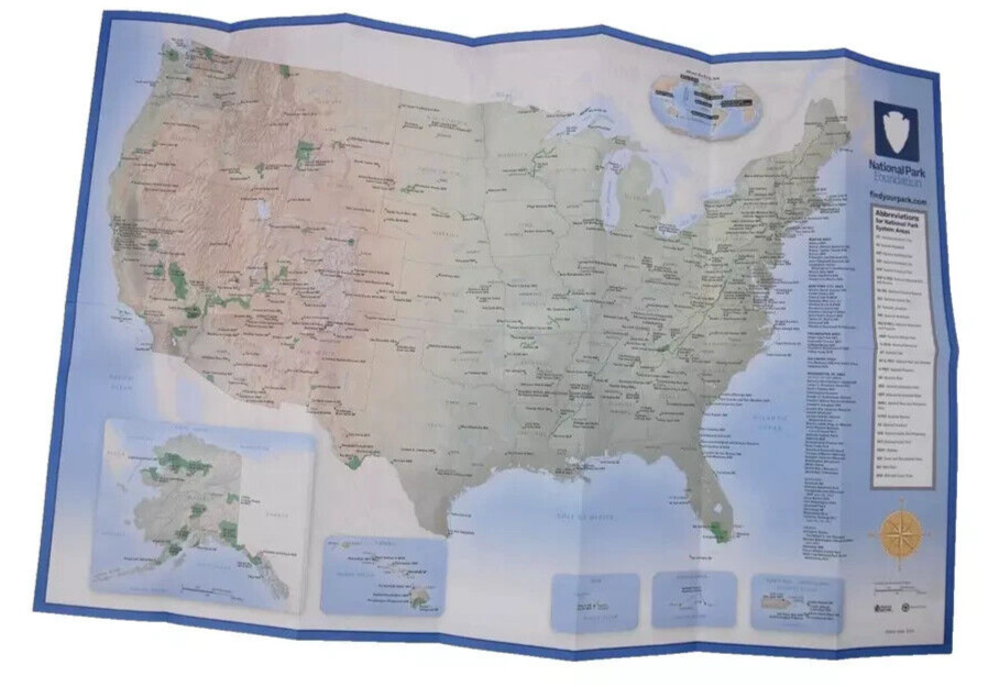 NATIONAL PARK FOUNDATION PARK FINDER / PLANNER MAP & PARK STICKERS ~ NEW