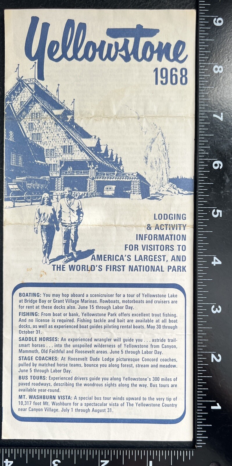Yellowstone National Park Lodging 1968 Brochure Souvenir Ephemera History WY
