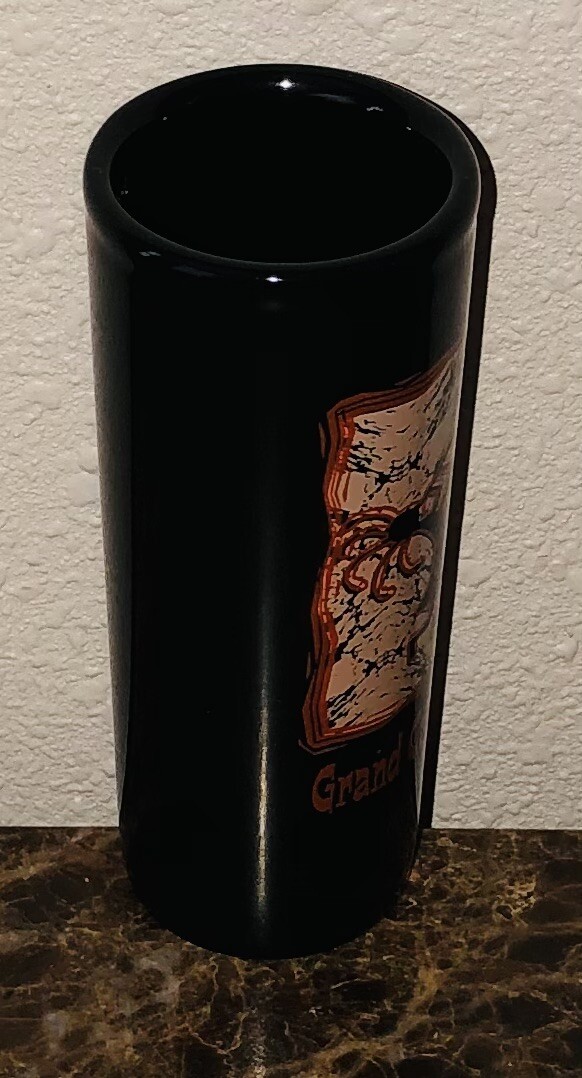Vintage Grand Canyon West Tall Shot Glass Cave Drawing 4.5” Black Ceramic Glass