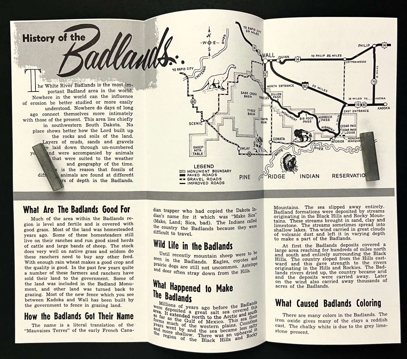 Vintage Badlands National Park History Wall Drug South Dakota Travel Brochure