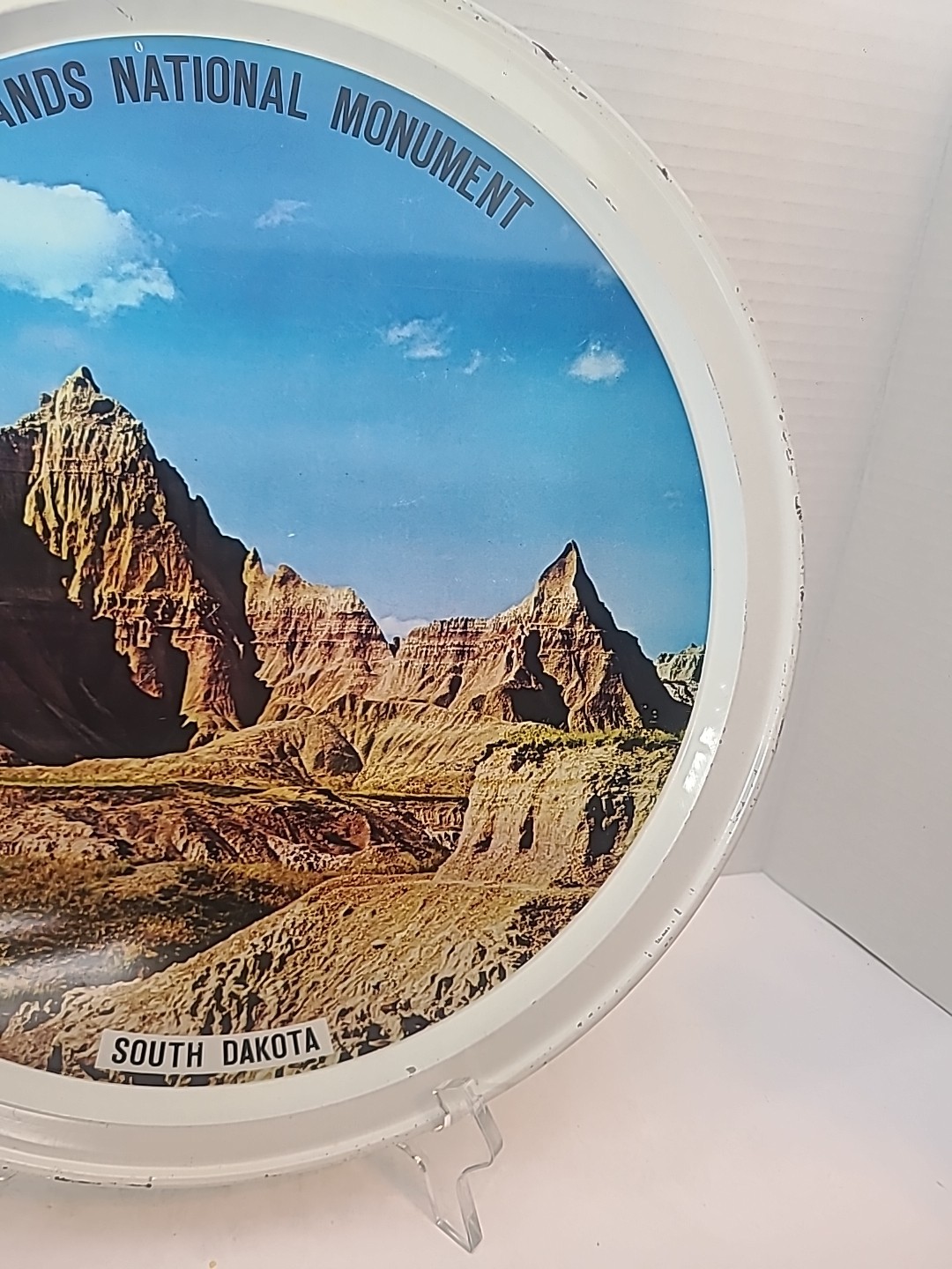 Vintage Collectible Badlands National Monument South Dakota 12.5″ Metal Tray