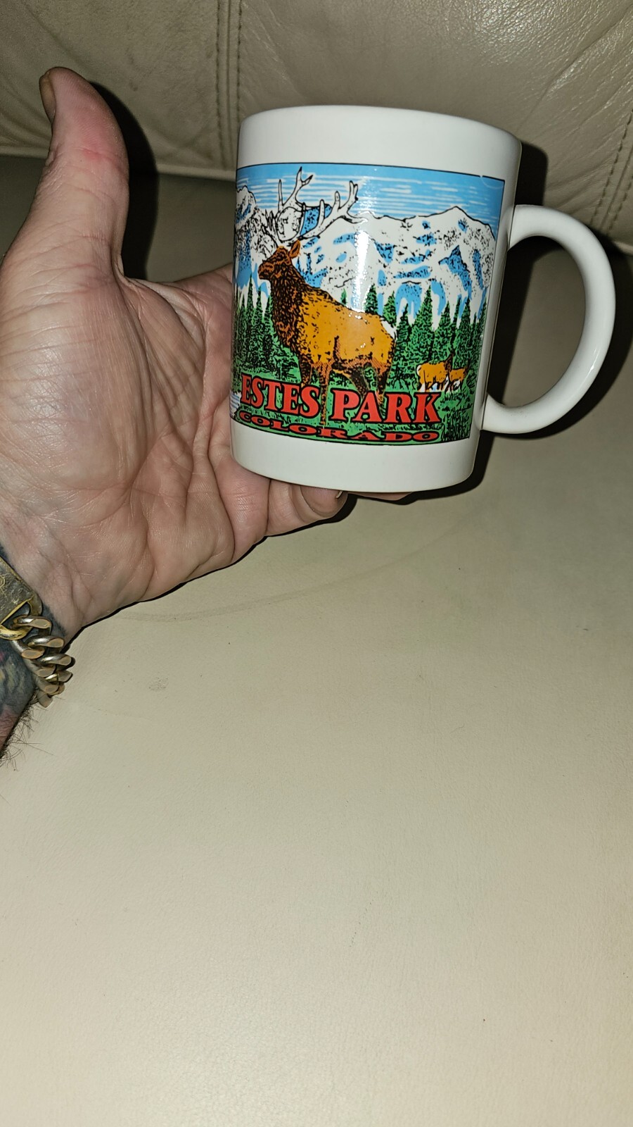 Vintage Estes Park Elk Rocky Mountains Coffee Mug Cup Travel Vacation Souvenir