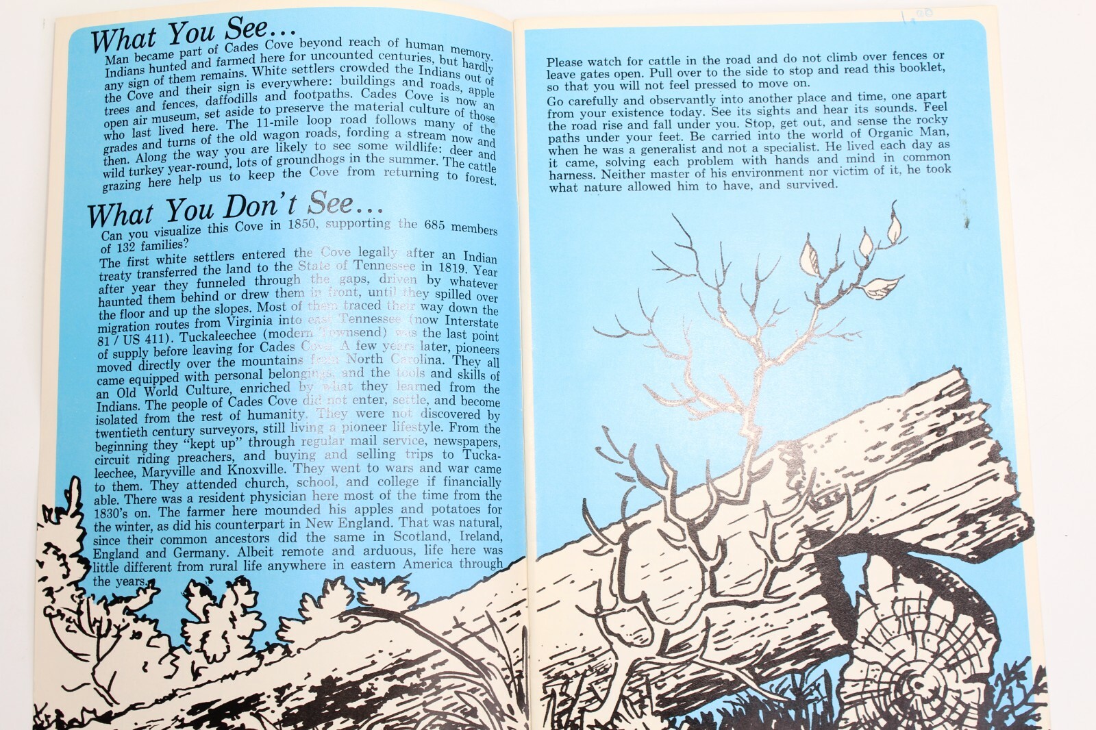 1976 Cades Cove Self-Guiding Auto Tour Booklet Smoky Mountains National Park TN