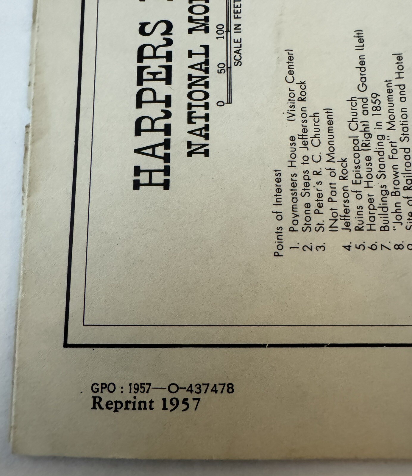 Vintage 1957 Harpers Ferry WVa National Monument Brochure Pamphlet Booklet Map