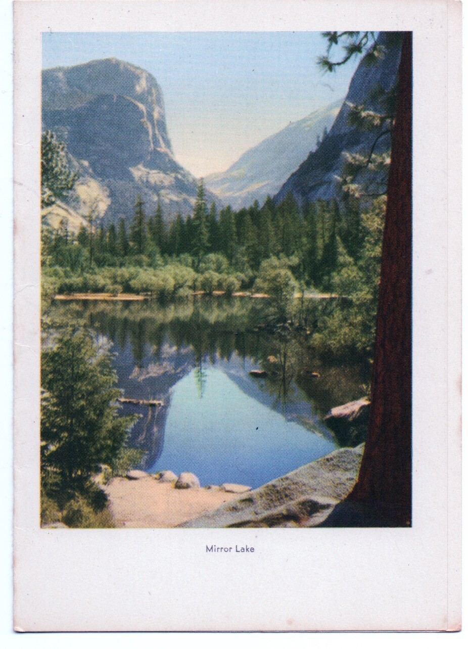 1948 Camp Curry Yosemite National Park Lunch Menu showing Mirror Lake