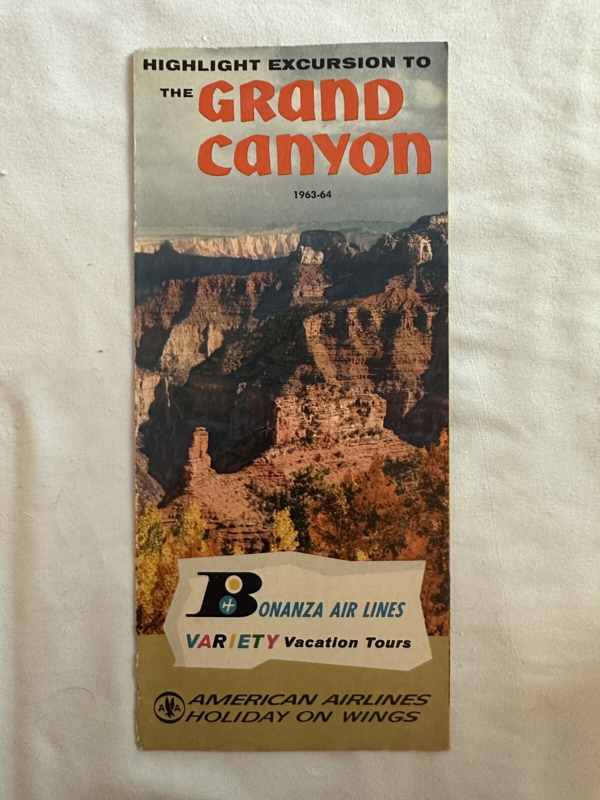 1963 Grand Canyon National Souvenir Travel Brochure American & Bonanza Airlines