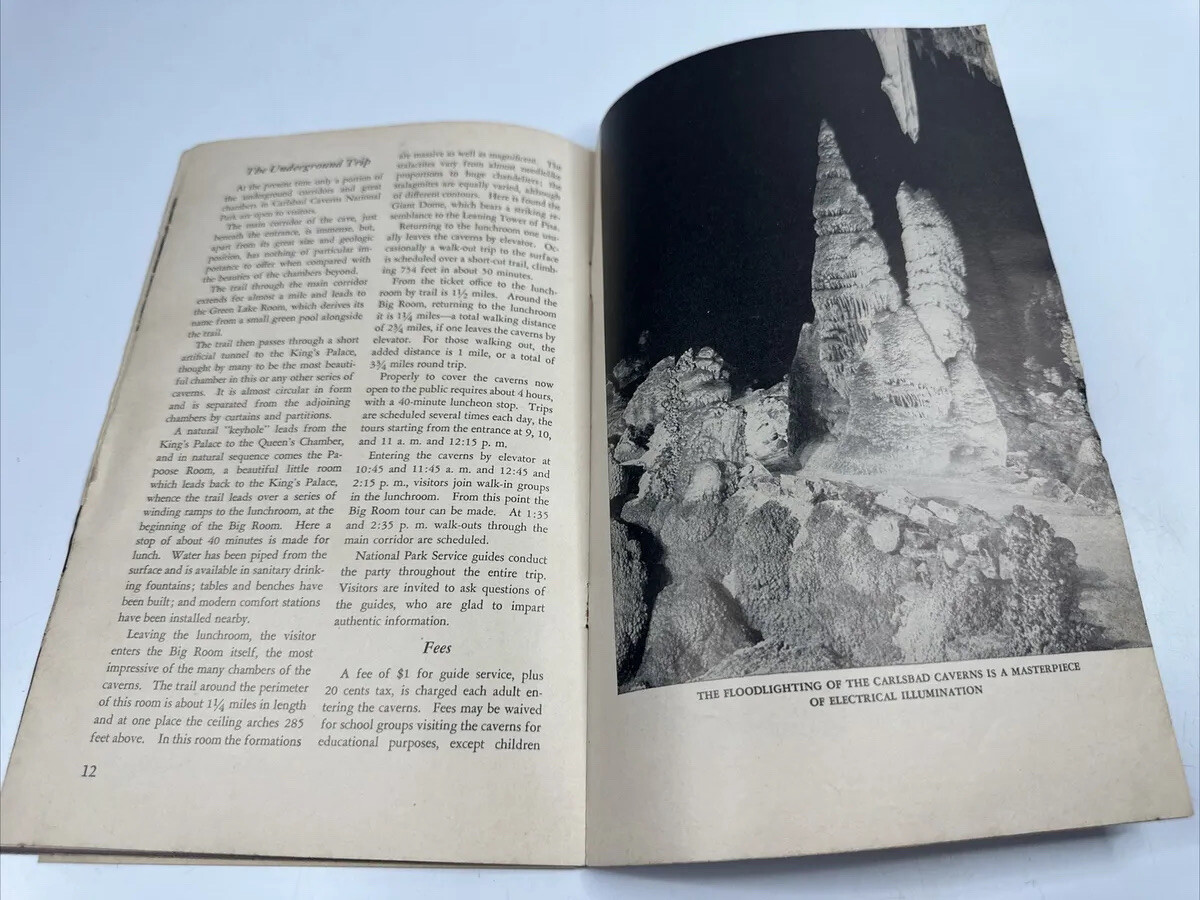 1951 Carlsbad Caverns National Park Brochure Photos Vintage Original w/ Schedule